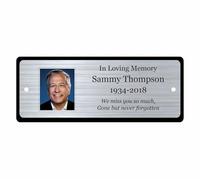 Personalised Memorial Photo Bench Plaque, Engraved Bench Plaques, Engraved Tree Sign, Gold, Silver, Weatherproof, Grave Rememberance, 5 Sizes (Silver)