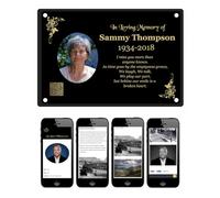 Personalised Memorial Photo Bench Plaque, Engraved Bench Plaques, Engraved Tree Sign, Gold, Silver, Weatherproof, QR Code, Free Digital Tribute Page (Black)
