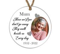 Personalised Memorial Photo Christmas Bauble - In Loving Memory Customised Bauble with Photo - Memory Keepsake (Acrylic Indoor & Outdoor Use 9cm x 9cm)