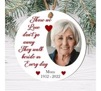 Personalised Memorial Photo Christmas Bauble - In Loving Memory Customised Bauble with Photo - Memory Keepsake (Those we love, Mdf Wood Indoor Use Only 9cm x 9cm)