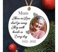 Personalised Memorial Photo Christmas Bauble - In Loving Memory Customised Bauble with Photo - Memory Keepsake (Mdf Wood Indoor Use Only 9cm x 9cm)
