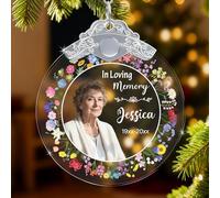 Personalised Memorial Photo Christmas Baubles - Custom in Loving Memory Picture Baubles for Family Friends, Xmas Tree Decoration Sympathy Keepsake Gift for Loss of Loved One