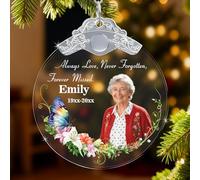 Personalised Memorial Photo Christmas Baubles - Custom in Loving Memory Picture Baubles for Family Friends, Xmas Tree Decoration Sympathy Keepsake Gift for Loss of Loved One