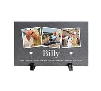 Personalised Memorial Photo Slate with Stand - Custom Message & 3 Photos| Sympathy Gift, Remembrance | 25x15cm
