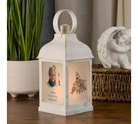 Personalised Memorial Photo Upload Lantern, Memorial Candle, Mum Remembrance With Rose Image