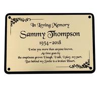 Personalised Memorial Plaque, 6x4 Engraved Bench Plaques, Engraved Tree Sign, Gold, Weatherproof, Grave, in memory of a loved one
