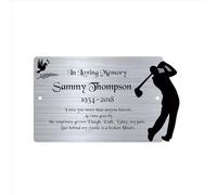 Personalised Memorial Plaque, 6x4 Engraved Bench Plaques, Engraved Tree Sign, Silver, Weatherproof, Grave, in memory of a loved one (Silver Golf)