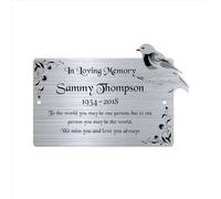 Personalised Memorial Plaque, 6x4 Engraved Bench Plaques, Engraved Tree Sign, Silver, Weatherproof, Grave, in memory of a loved one (Silver Robin)