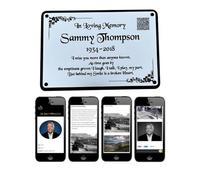 Personalised Memorial Plaque, 6x4 Engraved Bench Plaques, Includes Digital Tribute Page, QR Code, Engraved Tree Sign, Gold, Weatherproof (Silver)