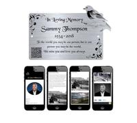 Personalised Memorial Plaque, 6x4 Engraved Bench Plaques, Includes Digital Tribute Page, QR Code, Engraved Tree Sign, Gold, Weatherproof (Silver Robin)