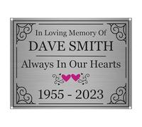Personalised Memorial Plaque - A5 Brushed Silver Aluminium Sign with Screwholes - Custom Name & Years - Tribute Sign for Garden, Bench, or Indoor Remembrance