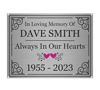 Personalised Memorial Plaque - A6 15 x 10cm Brushed Silver Aluminium Sign with Screwholes - Custom Name & Years - Tribute Sign for Garden, Bench, or Indoor Remembrance