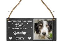 Personalised Memorial Plaque - Custom Pet Loss Sign with Photo and Message, Wall Hanging for Remembrance, (Mdf Wood Indoor Use Only 19cm x 9cm, Black)