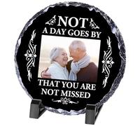 Personalised Memorial Plaque, Custom Rock Slate Frame with Photo Text, Customised Memorial Gifts for Loss of Loved One, Cemetery Decorations for Grave