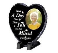Personalised Memorial Plaque, Custom Rock Slate Frame with Photo Text, Customised Memorial Gifts for Loss of Loved One, Cemetery Decorations for Grave