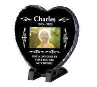 Personalised Memorial Plaque, Custom Rock Slate Frame with Photo Text, Customised Memorial Gifts for Loss of Loved One, Cemetery Decorations for Grave