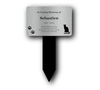 Personalised Memorial Plaque for Cat Garden Stake with Custom Text (Silver)