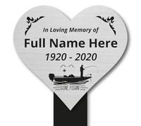 Personalised Memorial Plaque - Heart In Memory Plaque - Gone Fishing
