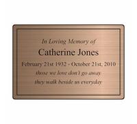 Personalised Memorial Plaque, Simple Line Border 01, Custom Engraved, Gold, Silver and Copper Finish, Weather Resistant (Copper, 6" x 4" - (150 x 100mm))