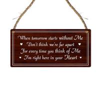 Personalised Memorial Plaque - "When Tomorrow Starts Without Me" Wooden Sign, Bereavement Wall Hanging, Memorial Garden Decor, In Loving Memory Keepsake (Large: 29 cm (H) × 13.5 cm (W))