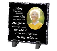 Personalised Memorial Plaques, Custom Picture Frames Custom Rock Slate Frame with Photo Text, Customised Memorial Gifts for Loss of Loved One Cemetery Decorations for Grave