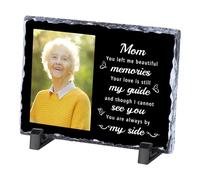 Personalised Memorial Plaques, Custom Picture Frames Custom Rock Slate Frame with Photo Text, Customised Memorial Gifts for Loss of Loved One Cemetery Decorations for Grave