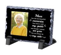 Personalised Memorial Plaques, Custom Picture Frames Custom Rock Slate Frame with Photo Text, Customised Memorial Gifts for Loss of Loved One Cemetery Decorations for Grave