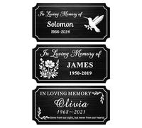 Personalised Memorial Plaques Engraved Plaques 2x4in Custom Memorial Gift Bench Plaque Brass Plaque for Urns Personalised Name Plate with Adhesive Backing (Black, 2x4 in)