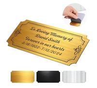 Personalised Memorial Plaques Engraved Plaques for Doors Urns Custom Name Plate Memorial Gifts Name Label Plaques Name Tags with Adhesive Backing (Gold-1, 2x4 in)