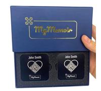 Personalised Memorial Plaques for Headstone with Online Memorial Webpage | Bereavement Gifts for Loss of Loved One | 2 Heart Plaques | Black