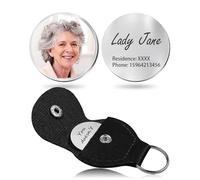 Personalised Memorial Pocket Hug Token Coin，Custom Photo text Double Sided Remembrance Leather Keychain Gifts for Loss of Loved One Pocket Hug Token Coin，for Women Men Boys Girls (Black)