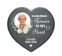 personalised Memorial Stones for Loved Ones Lost, Custom Garden Grave Memorial Plaques Marker Headstone Tombstone with Image Name Text Outside Outdoor Remembrance Gifts Decorations (Heart-Style 04)