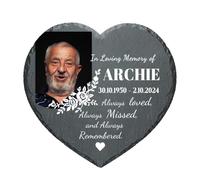 personalised Memorial Stones for Loved Ones Lost, Custom Garden Grave Memorial Plaques Marker Headstone Tombstone with Image Name Text Outside Outdoor Remembrance Gifts Decorations (Heart-Style 01)
