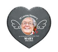 personalised Memorial Stones for Loved Ones Lost, Custom Garden Grave Memorial Plaques Marker Headstone Tombstone with Image Name Text Outside Outdoor Remembrance Gifts Decorations (Heart-Style 05)