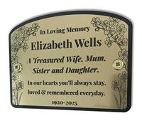 Personalised Memorial Wall Plaque, Engraved Remembrance Sign for Garden, Bench or Home, Custom Name and Message Engraving, Weather Resistant, Silver or Gold Finish (Gold, 13cm x 10cm)