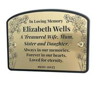 Personalised Memorial Wall Plaque, Engraved Remembrance Sign for Garden, Bench or Home, Custom Name and Message Engraving, Weather Resistant, Silver or Gold Finish (Gold, 16cm x 12cm)