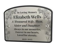 Personalised Memorial Wall Plaque, Engraved Remembrance Sign for Garden, Bench or Home, Custom Name and Message Engraving, Weather Resistant, Silver or Gold Finish (Silver, 16cm x 12cm)