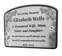 Personalised Memorial Wall Plaque, Engraved Remembrance Sign for Garden, Bench or Home, Custom Name and Message Engraving, Weather Resistant, Silver or Gold Finish (Silver, 13cm x 10cm)