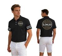 Personalised Men Workwear Polo T Shirt,Custom Left Chest Text and Your Customized Logo Polo T Shirt, Personalized Custom Logo Tshirt, 95%Polyester,5%Spandex Short Sleeve, Athletic Button Down Shirts