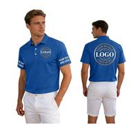 Personalised Men Workwear Polo T Shirt,Custom Left Chest Text and Your Customized Logo Polo T Shirt, Personalized Custom Logo Tshirt, 95%Polyester,5%Spandex Short Sleeve, Athletic Button Down Shirts