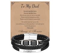 Personalised Mens Bracelet Father's Day - Multi-Layer Leather Engraved Bracelet for Boyfriend Husband Dad Son,Gift for Christmas Birthday Wedding Anniversary Customised (Black+silver plate, 23cm)