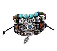 Personalised Mens Bracelet, Jewelry Hamsa Eye Fatima Braided Leather Men Teen Girls