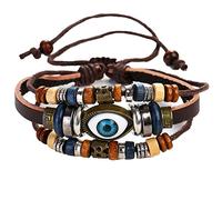 Personalised Mens Bracelet, Jewelry Hamsa Eye Fatima Braided Leather Men Teen Girls Women Adjustable