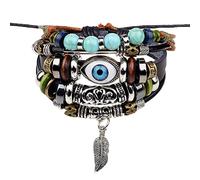 Personalised Mens Bracelet, Jewelry Hamsa Eye Fatima Braided Leather Men Teen Girls Women Adjustable Gift
