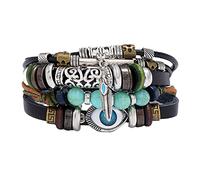 Personalised Mens Bracelet, Jewelry Teen Girls Hamsa Eye Fatima Couples Braided Beads Leather Accessory for Daily Wear