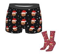 Personalised Men's Christmas Boxer Briefs with Pet Dog Cat Photo Face Personalized Socks 16 in Set Customised Underwear Custom Boxer Shorts Underpants Funny Gifts for Men Husband Boyfriend Fathers Day