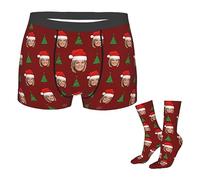 Personalised Men's Christmas Boxer Briefs with Photo Face Personalized Photo Face Socks 16 in Set Customised Underwear Custom Boxer Shorts Underpants Funny Gifts for Men Husband Boyfriend Fathers Day