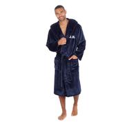 Personalised Mens Dressing Gown Navy Warm Embroidered with Name Initials - Luxury Customised Robe Gift For Him - Super Soft Fleece, Great For Birthday, Anniversary, Christmas, Husband & Dad