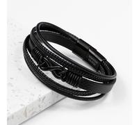 Personalised Men's Gunmetal Infinity Stacked Leather Bracelet