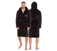 Personalised Mens Hooded Dressing Gown Bath Robe Nightwear Sleepwear Black Front Left Side Thread Light Grey 2XL